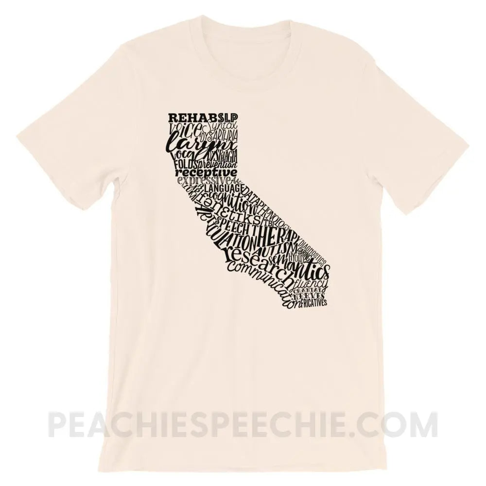 California SLP Premium Soft Tee - Cream / S - T-Shirts & Tops peachiespeechie.com