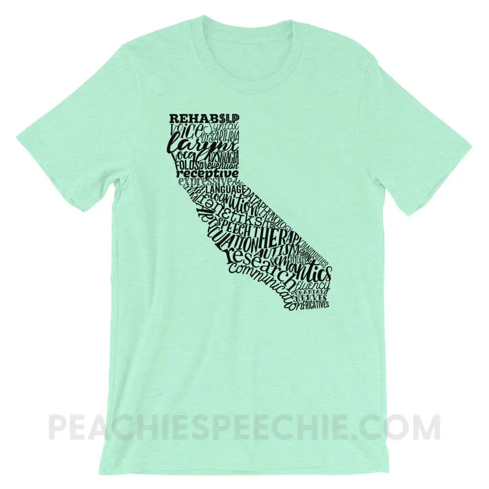 California SLP Premium Soft Tee - Heather Mint / S - T-Shirts & Tops peachiespeechie.com