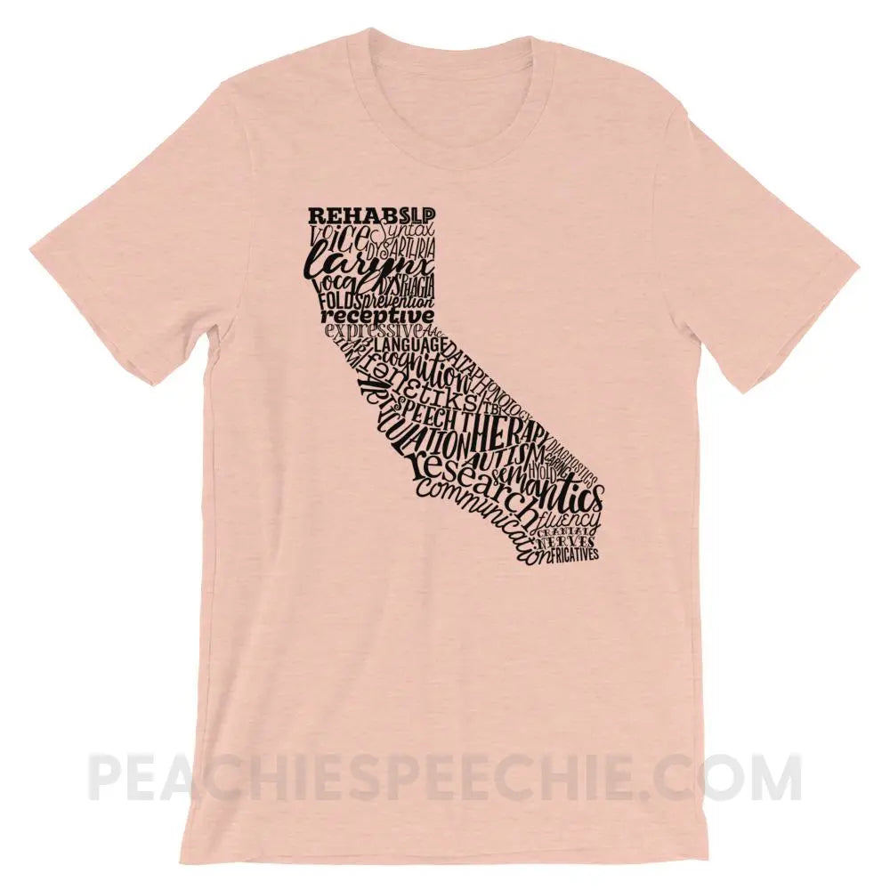 California SLP Premium Soft Tee - Heather Prism Peach / XS - T-Shirts & Tops peachiespeechie.com