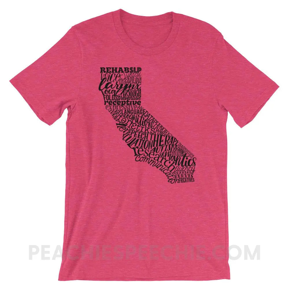 California SLP Premium Soft Tee - Heather Raspberry / S - T-Shirts & Tops peachiespeechie.com