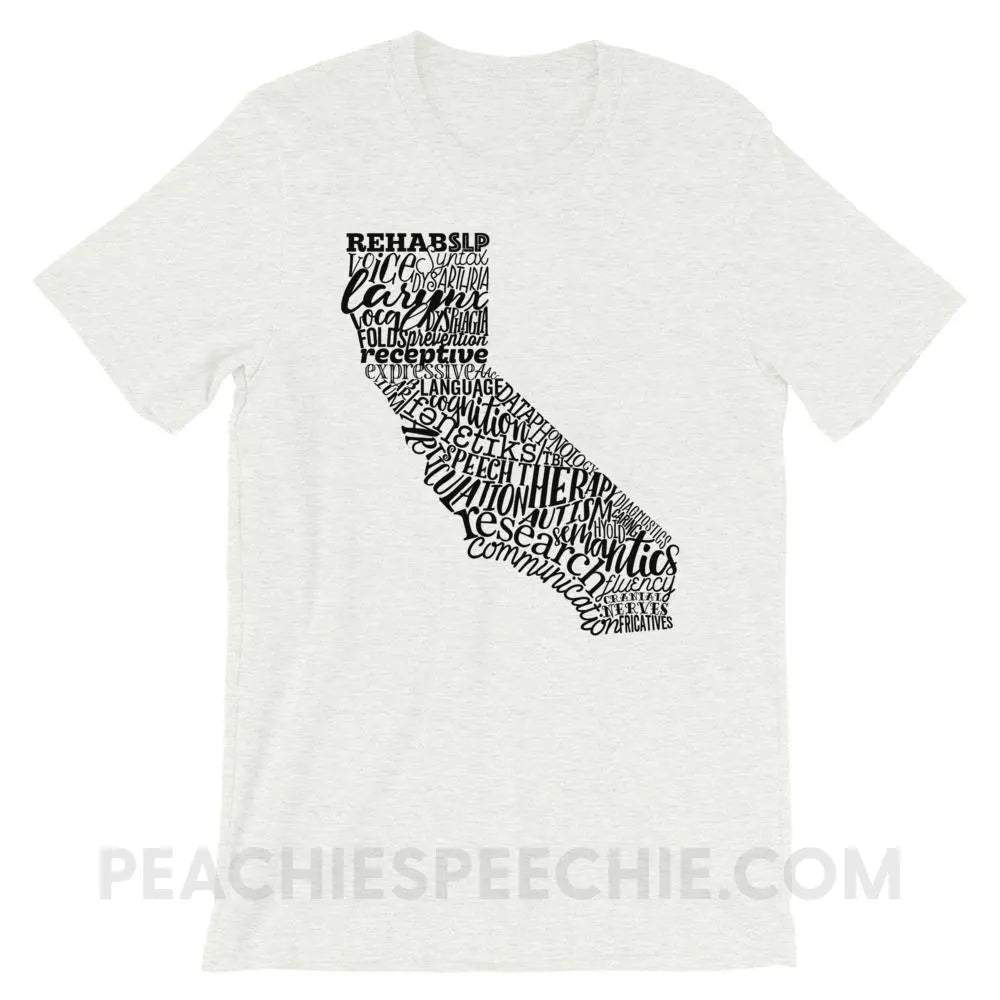 California SLP Premium Soft Tee - Ash / S - T-Shirts & Tops peachiespeechie.com