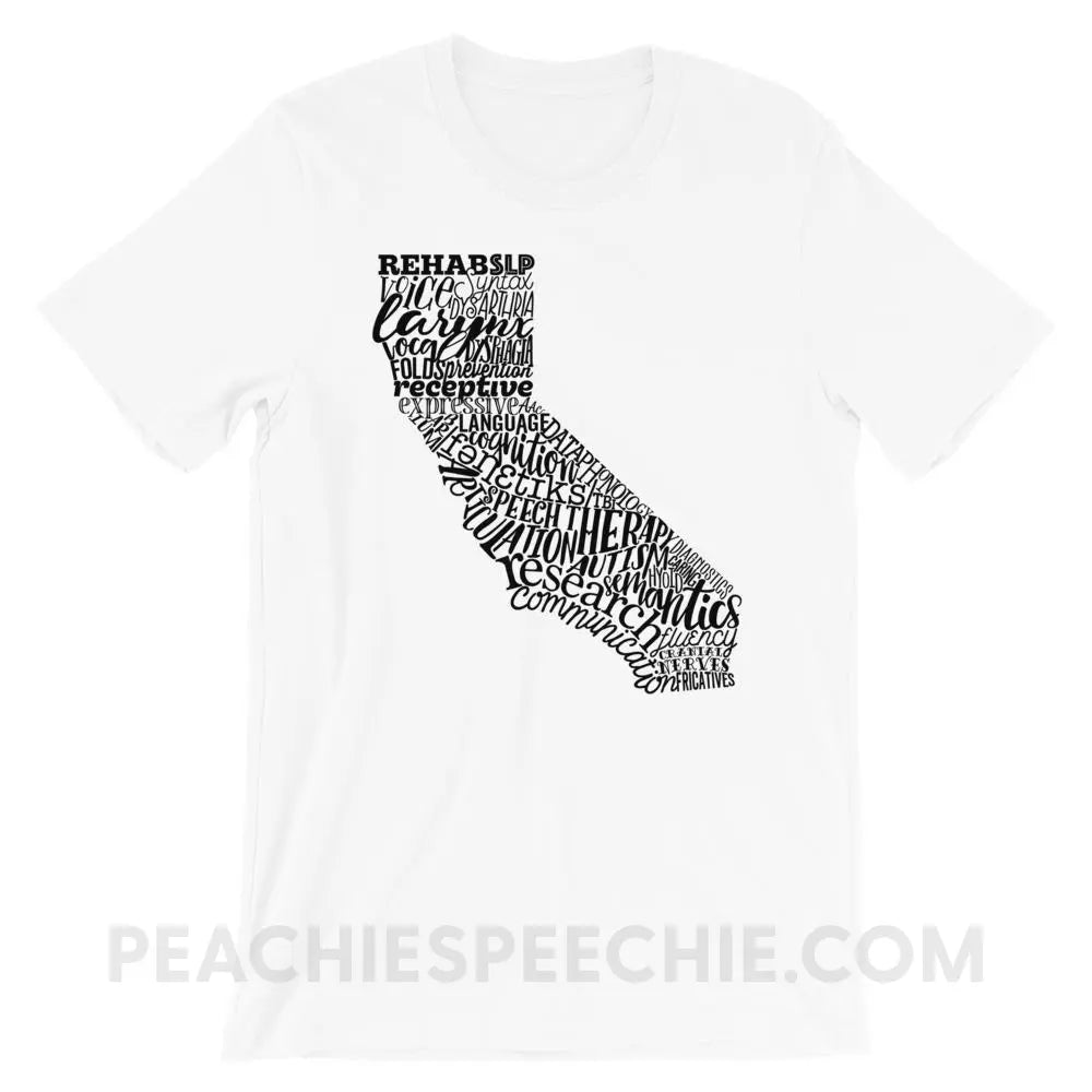 California SLP Premium Soft Tee - White / XS - T-Shirts & Tops peachiespeechie.com