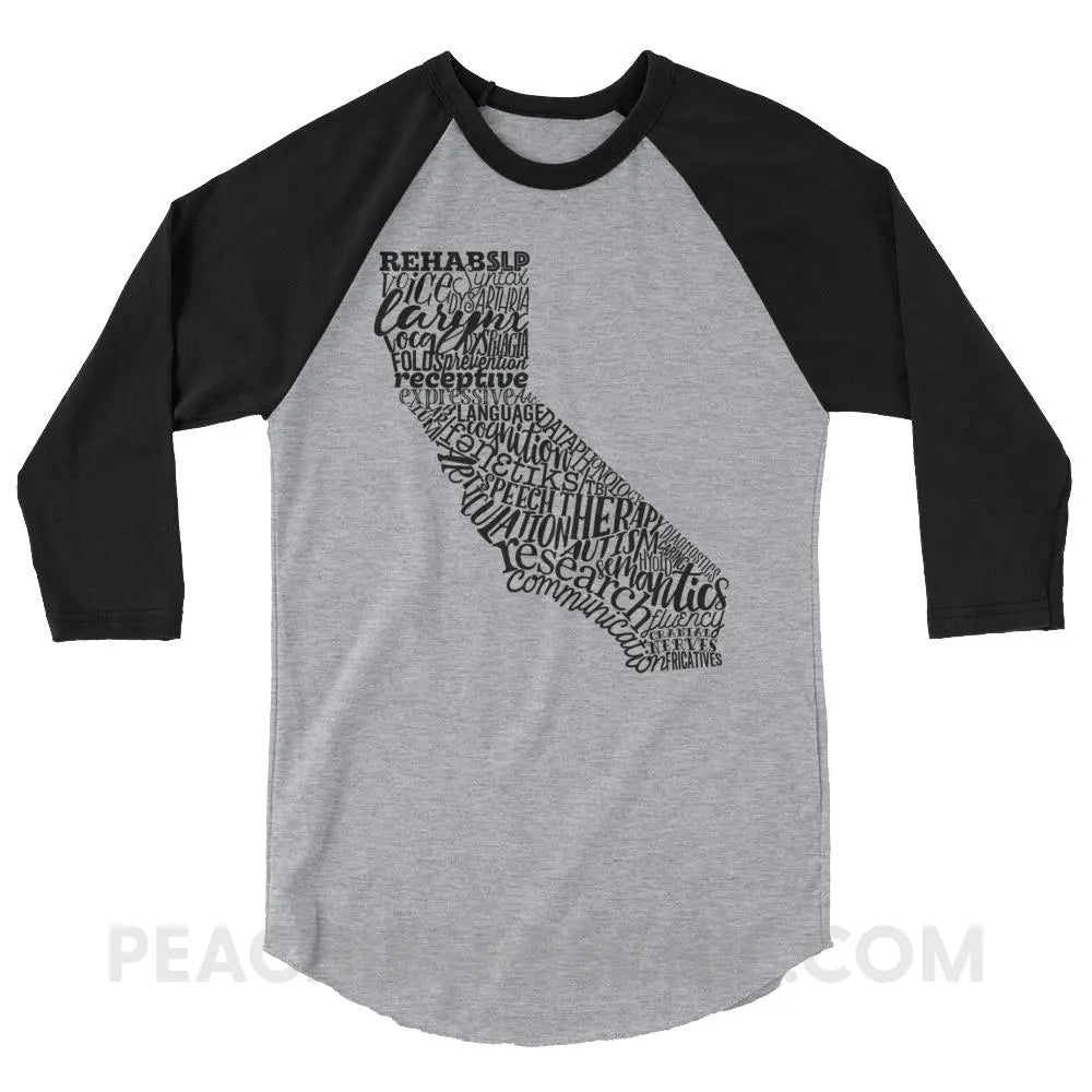 California SLP Baseball Tee - Heather Grey/Black / XS T-Shirts & Tops peachiespeechie.com
