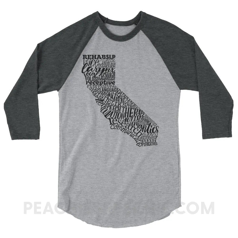 California SLP Baseball Tee - Heather Grey/Heather Charcoal / XS T-Shirts & Tops peachiespeechie.com