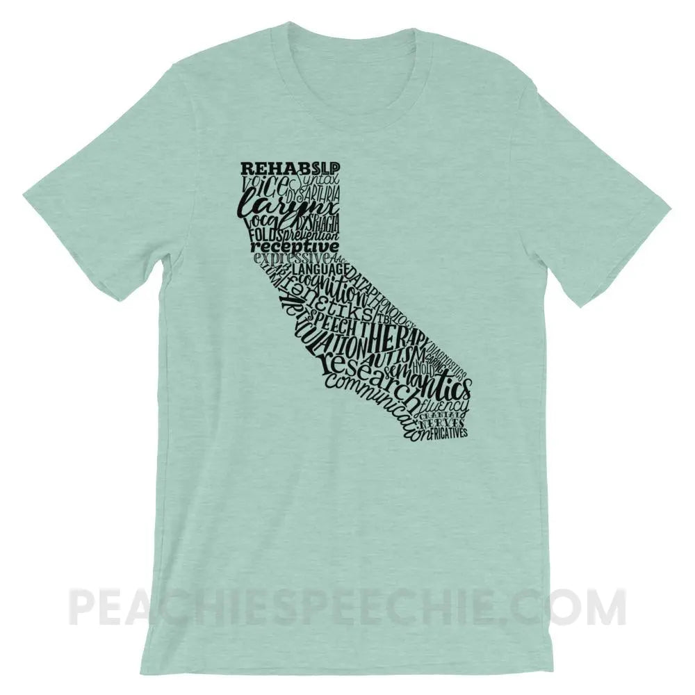 California SLP Premium Soft Tee - Heather Prism Dusty Blue / XS - T-Shirts & Tops peachiespeechie.com