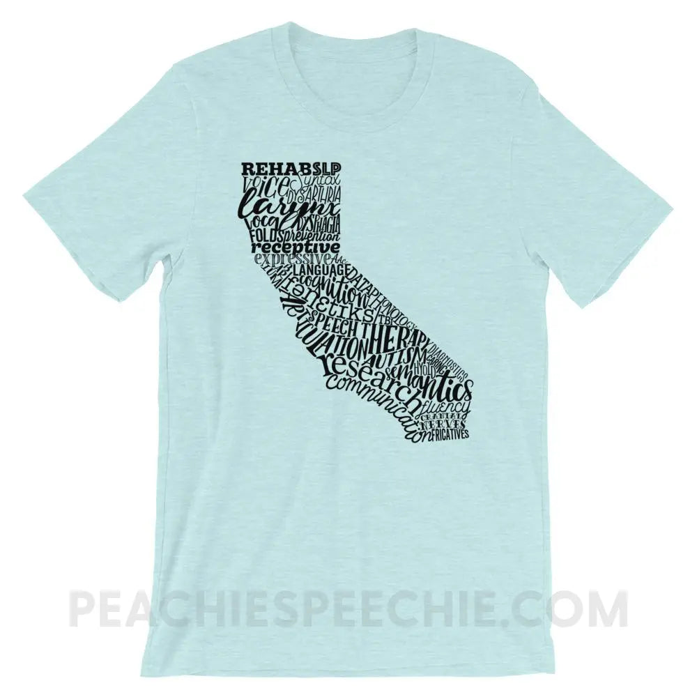 California SLP Premium Soft Tee - Heather Prism Ice Blue / XS - T-Shirts & Tops peachiespeechie.com