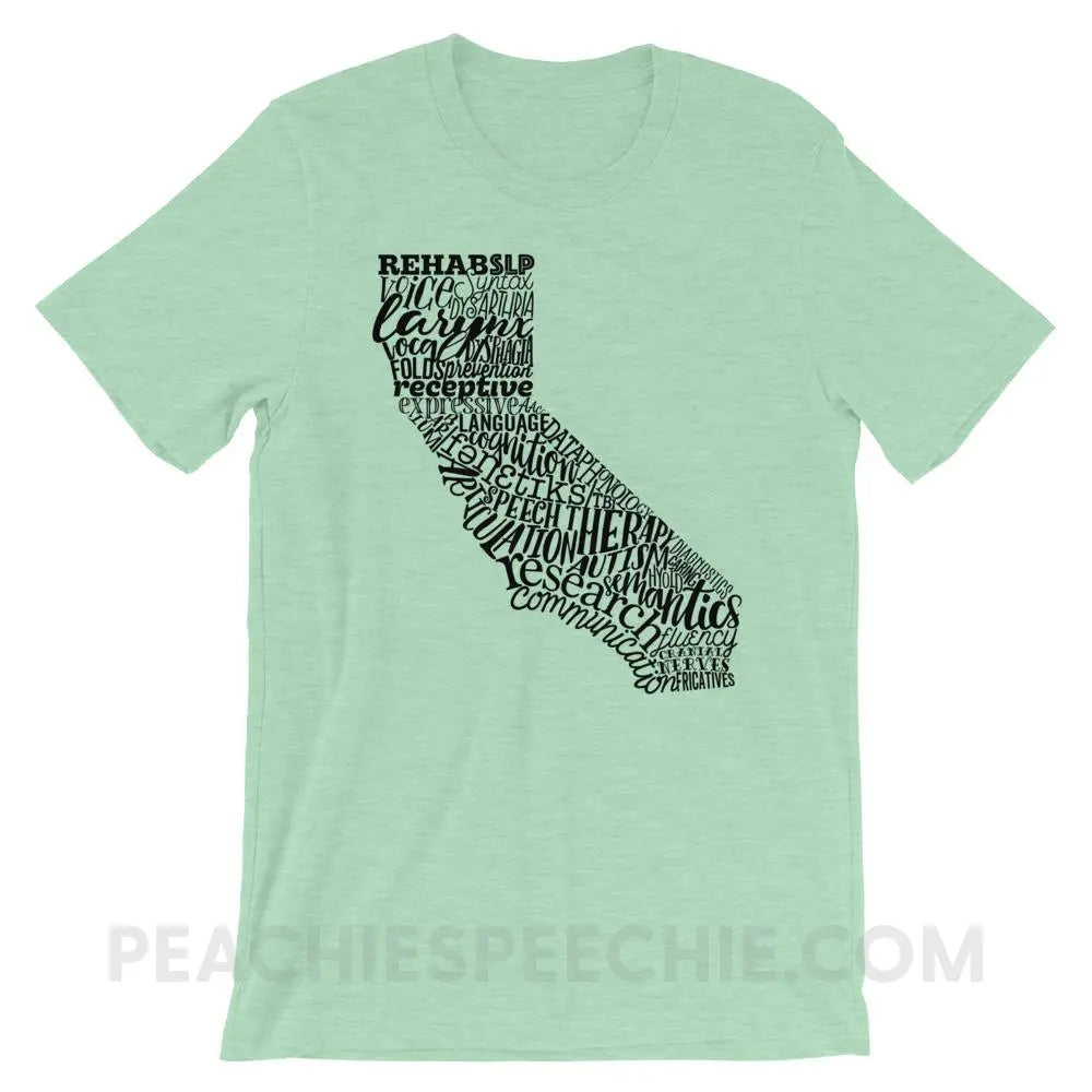 California SLP Premium Soft Tee - Heather Prism Mint / XS - T-Shirts & Tops peachiespeechie.com