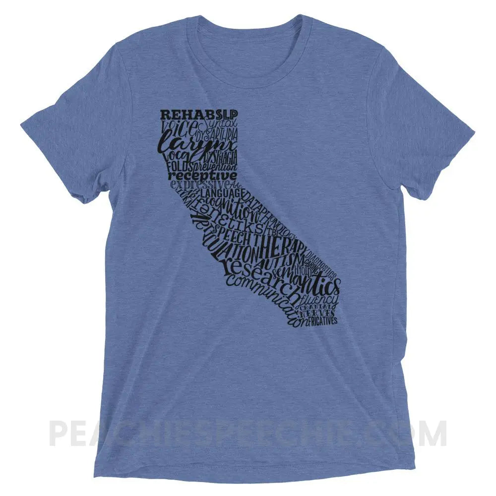 California SLP Tri-Blend Tee - Blue Triblend / XS - T-Shirts & Tops peachiespeechie.com