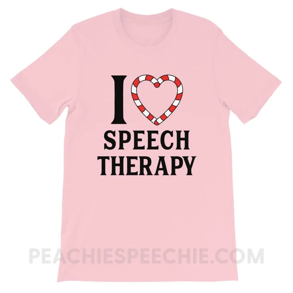 Candy Cane Heart Premium Soft Tee - Pink / S - T-Shirts & Tops peachiespeechie.com