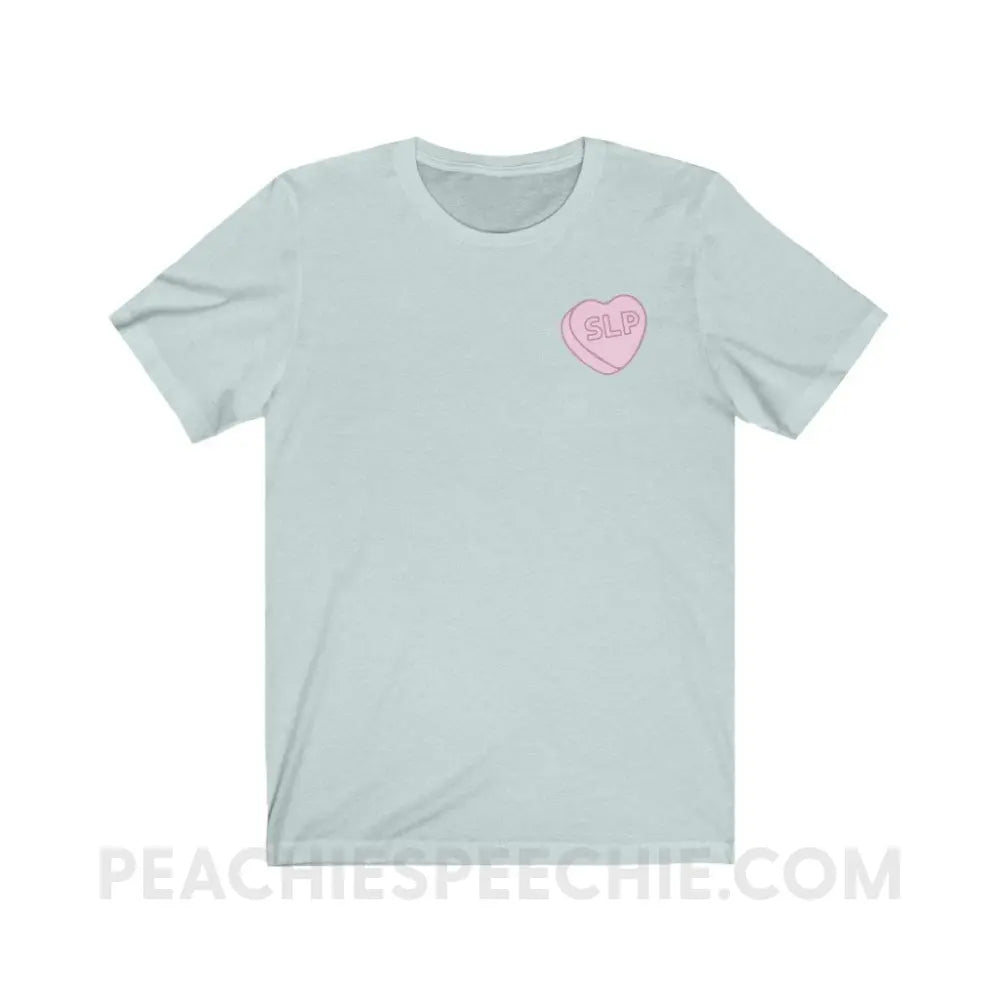 SLP Candy Heart Premium Soft Tee - Heather Ice Blue / S - T-Shirt peachiespeechie.com