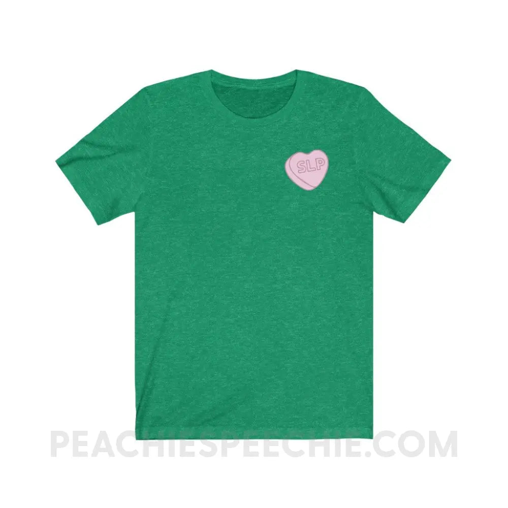 SLP Candy Heart Premium Soft Tee - Heather Kelly / S - T-Shirt peachiespeechie.com