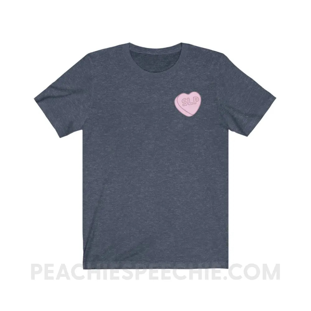 SLP Candy Heart Premium Soft Tee - Heather Navy / S - T-Shirt peachiespeechie.com