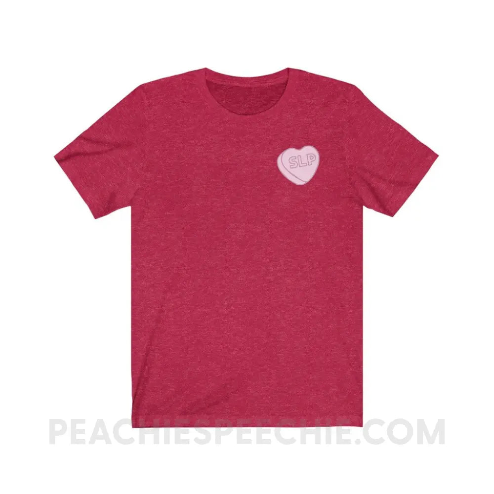 SLP Candy Heart Premium Soft Tee - Heather Red / S - T-Shirt peachiespeechie.com