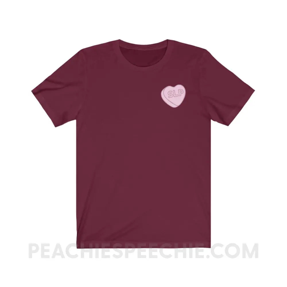 SLP Candy Heart Premium Soft Tee - Maroon / S - T-Shirt peachiespeechie.com