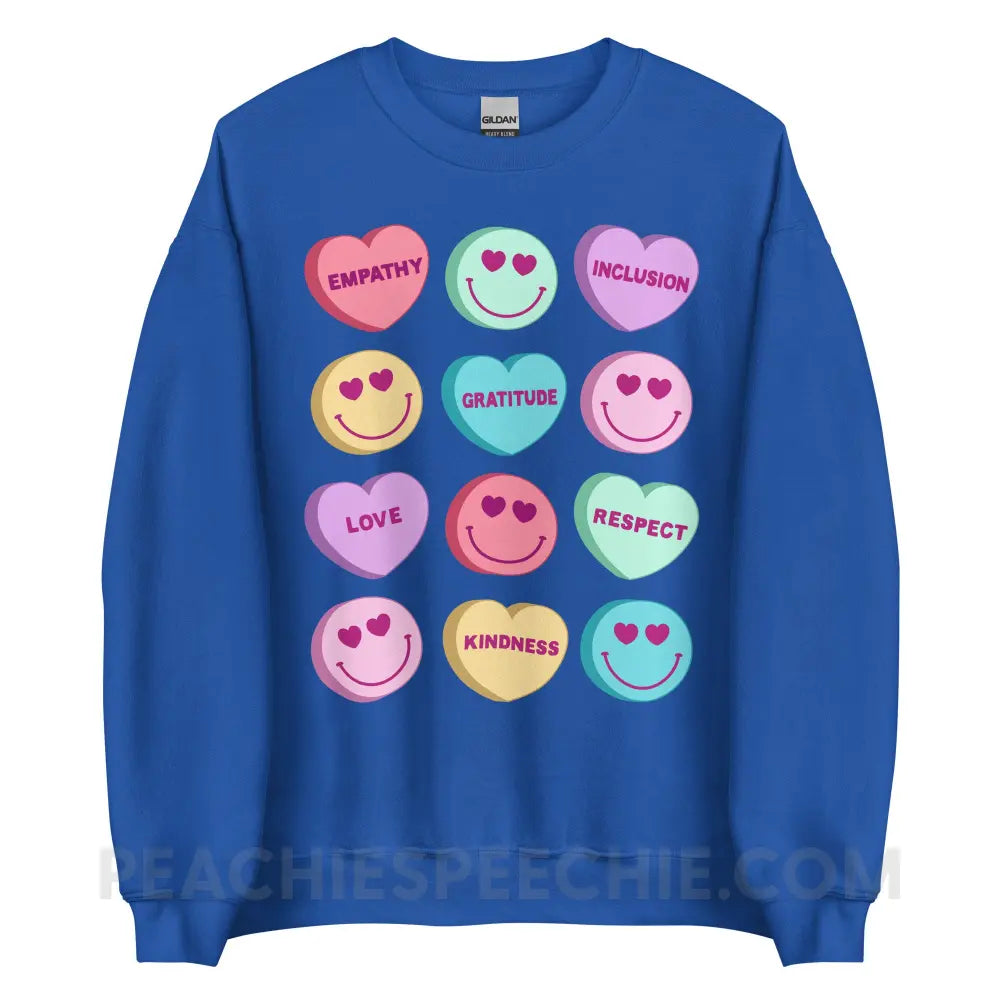 Candy Heart Virtues Classic Sweatshirt - Royal / S - peachiespeechie.com