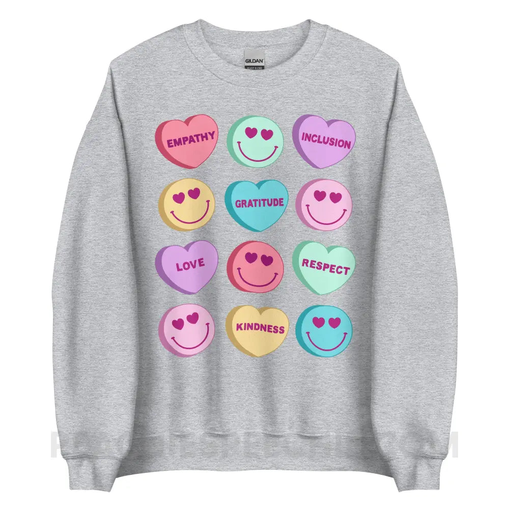 Candy Heart Virtues Classic Sweatshirt - Sport Grey / S - peachiespeechie.com