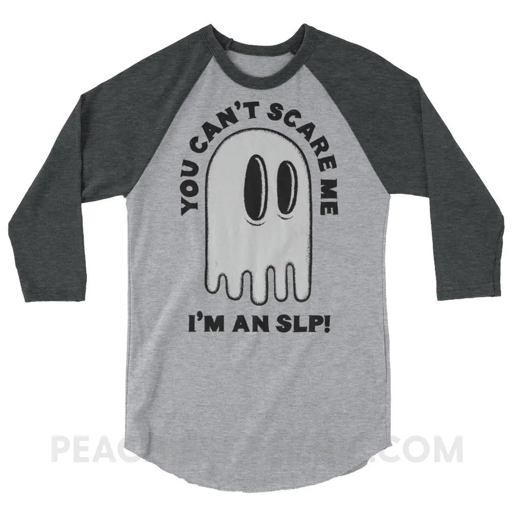 You Can’t Scare Me Baseball Tee - Heather Grey/Heather Charcoal / XS - T-Shirts & Tops peachiespeechie.com