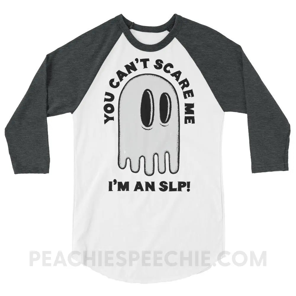 You Can’t Scare Me Baseball Tee - White/Heather Charcoal / XS T-Shirts & Tops peachiespeechie.com