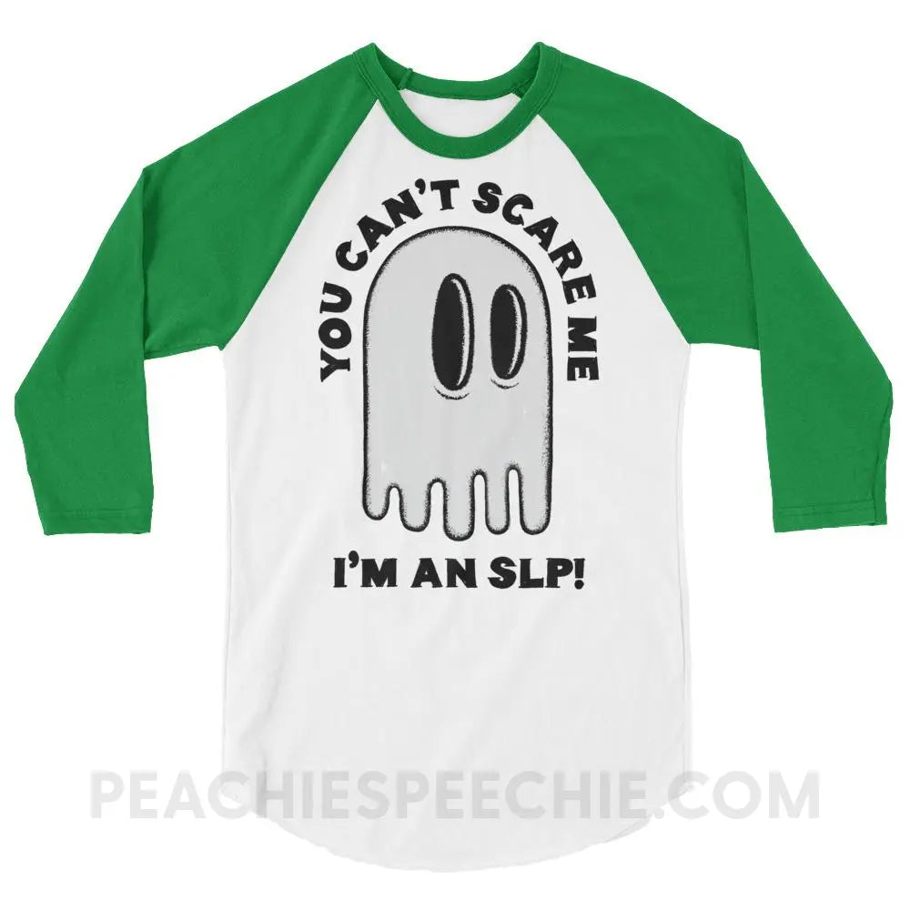 You Can’t Scare Me Baseball Tee - White/Kelly / XS T-Shirts & Tops peachiespeechie.com