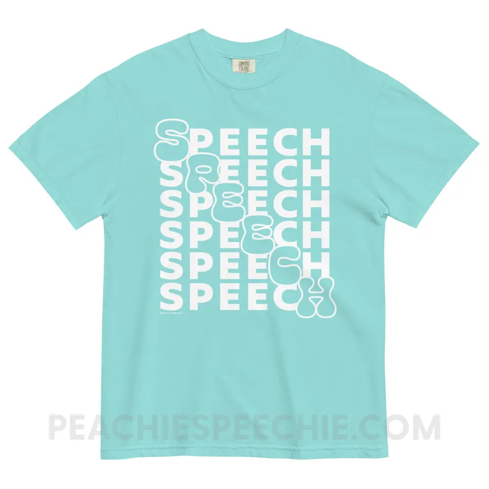 Cascading Speech Comfort Colors Tee - Lagoon Blue / S - peachiespeechie.com