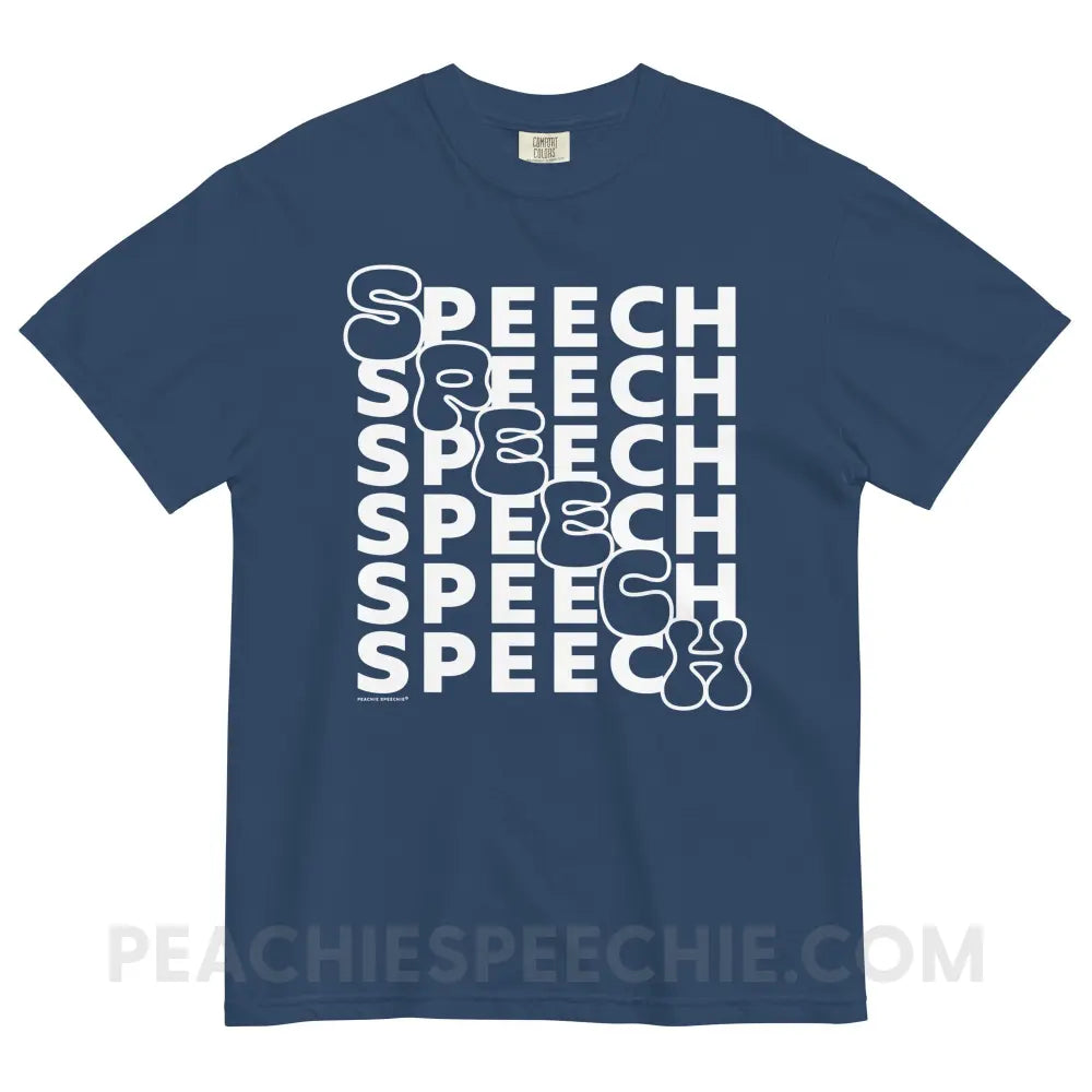 Cascading Speech Comfort Colors Tee - True Navy / S - peachiespeechie.com