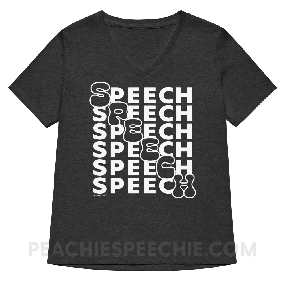 Cascading Speech Premium Women’s V-Neck - Dark Grey Heather / S - peachiespeechie.com