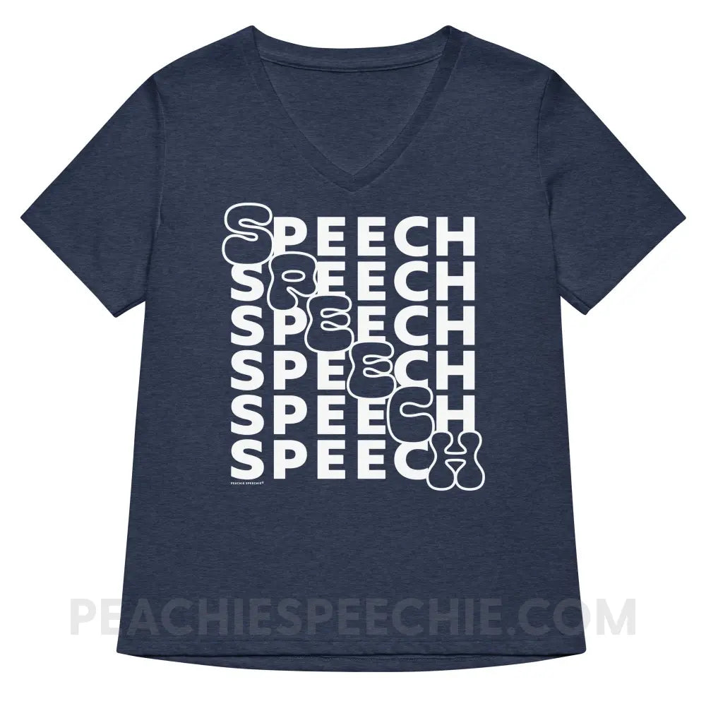 Cascading Speech Premium Women’s V-Neck - Heather Navy / S - peachiespeechie.com