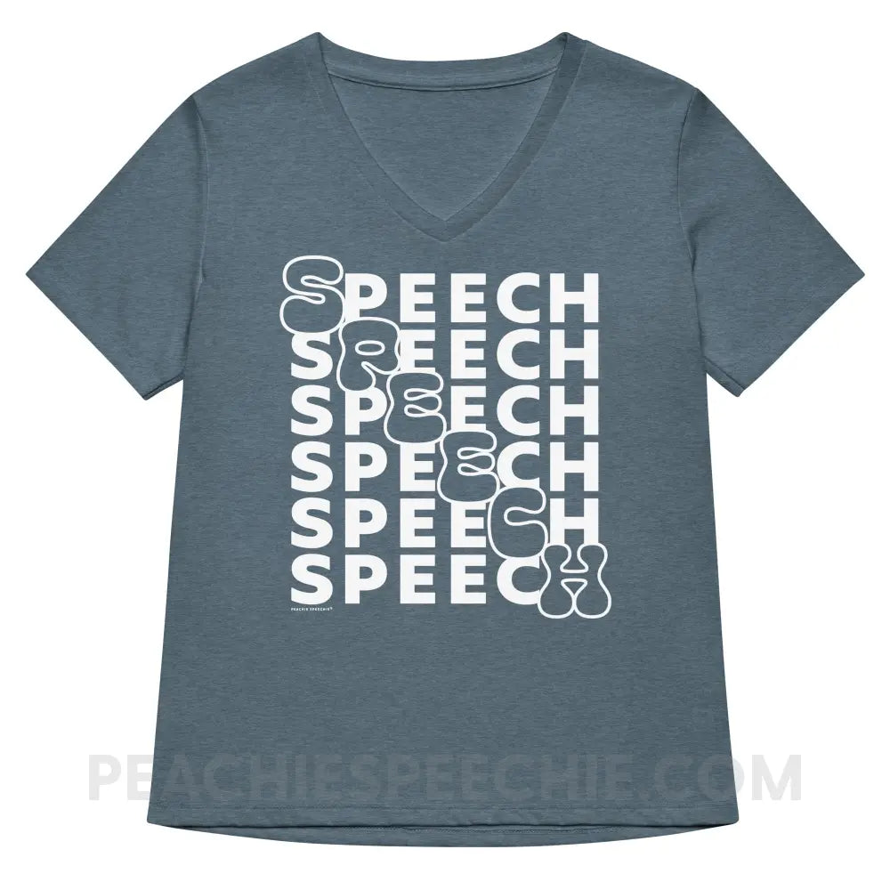 Cascading Speech Premium Women’s V-Neck - Heather Slate / S - peachiespeechie.com