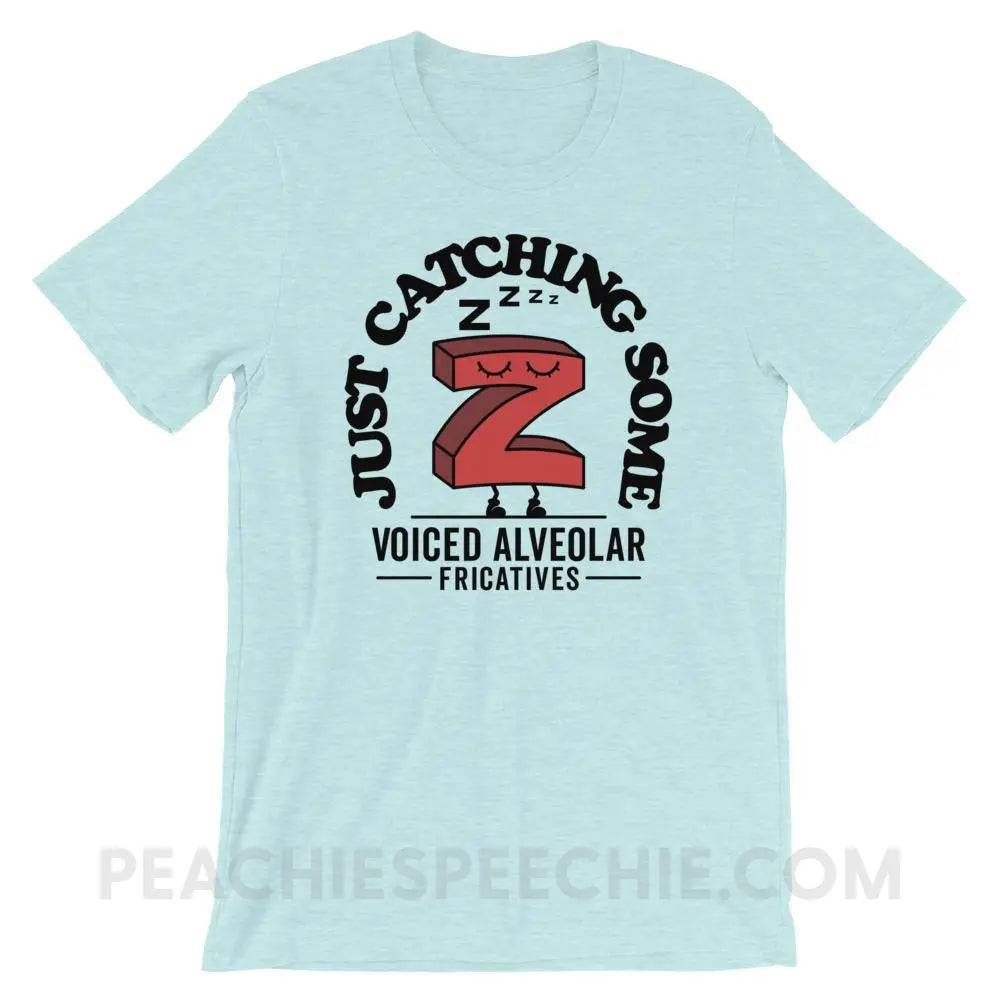 Catching Z’s Premium Soft Tee - Heather Prism Ice Blue / XS - T - Shirts & Tops peachiespeechie.com