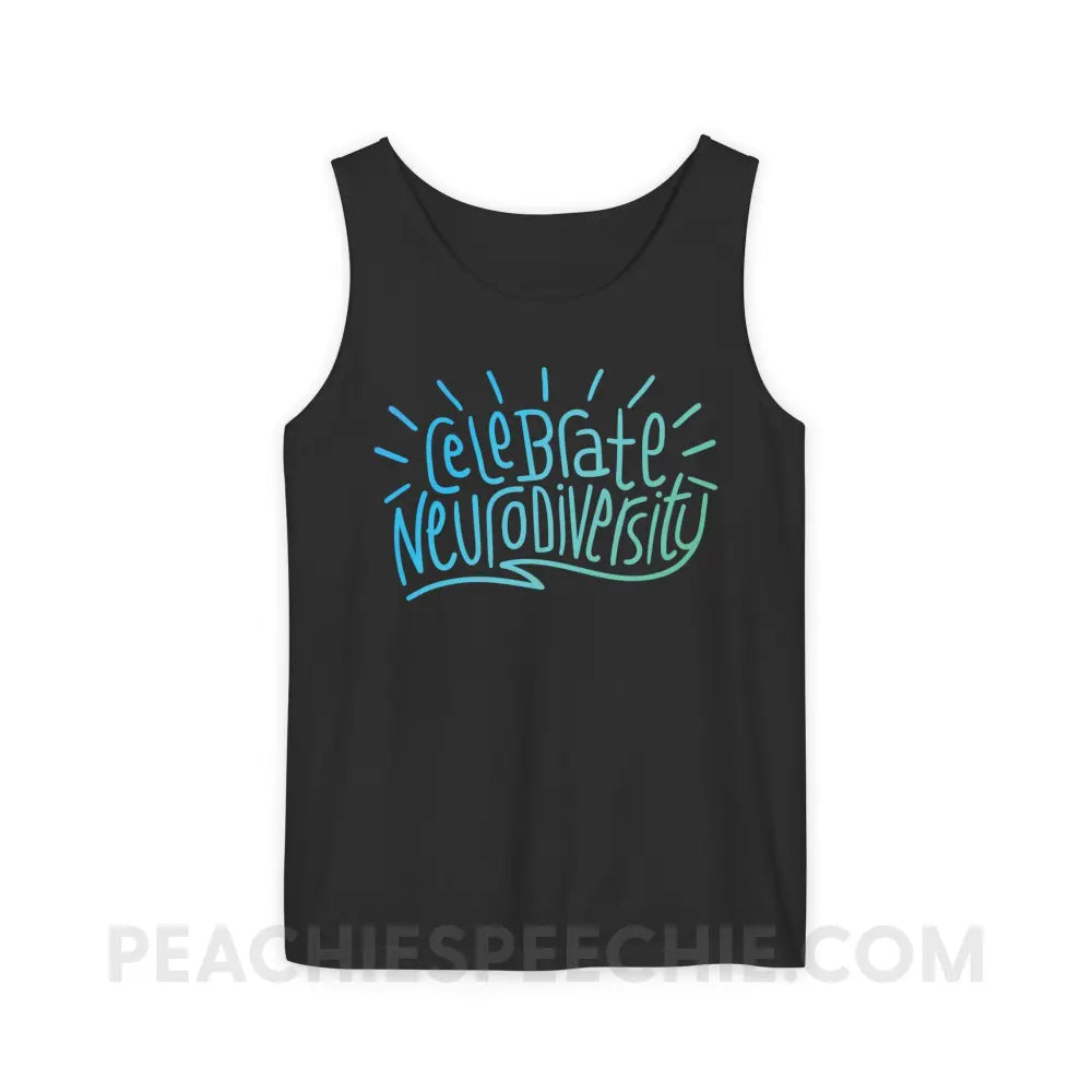 Celebrate Neurodiversity Comfort Colors Tank - Black / XS - Top peachiespeechie.com