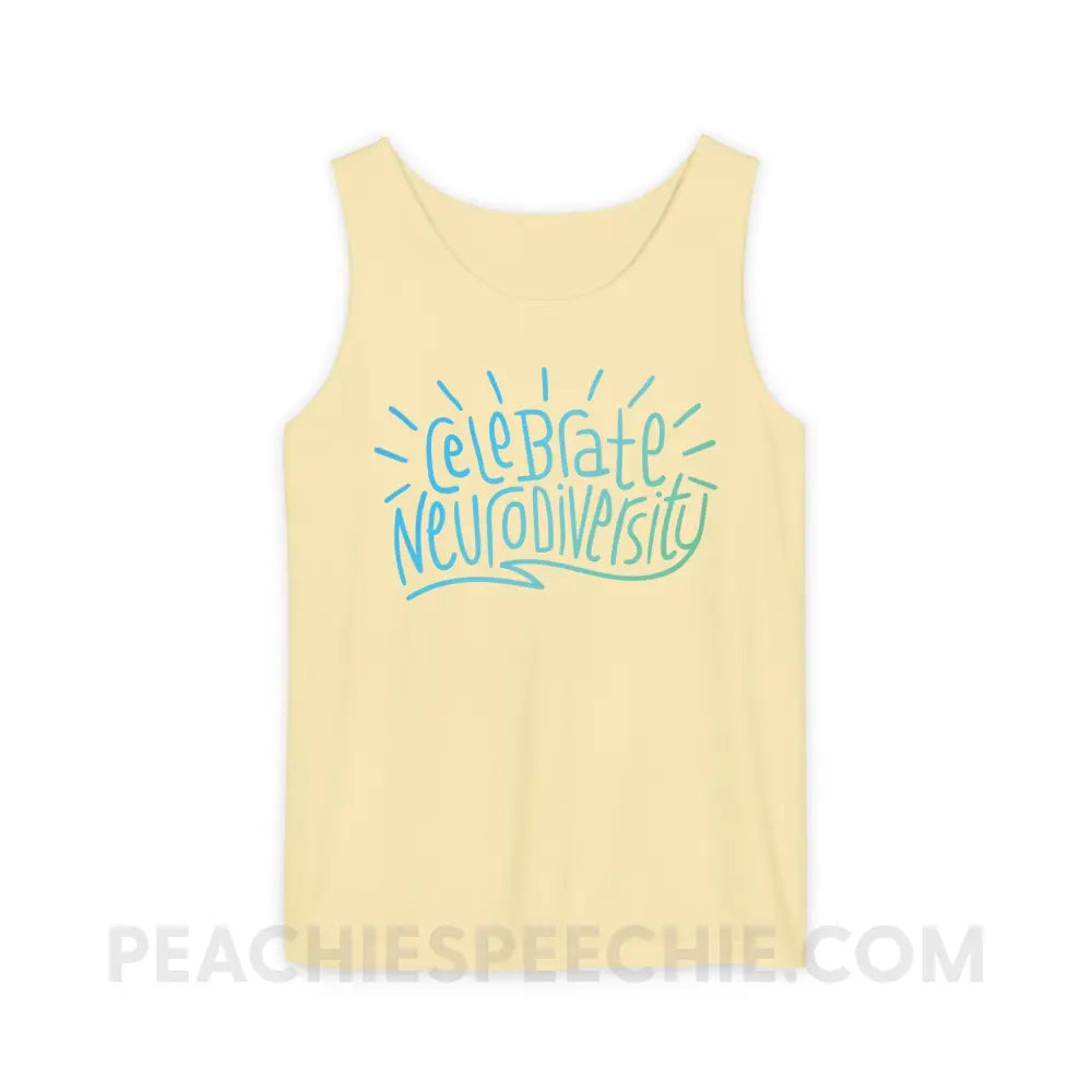 Celebrate Neurodiversity Comfort Colors Tank - Butter / S - Top peachiespeechie.com