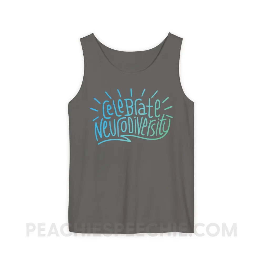 Celebrate Neurodiversity Comfort Colors Tank - Pepper / S - Top peachiespeechie.com