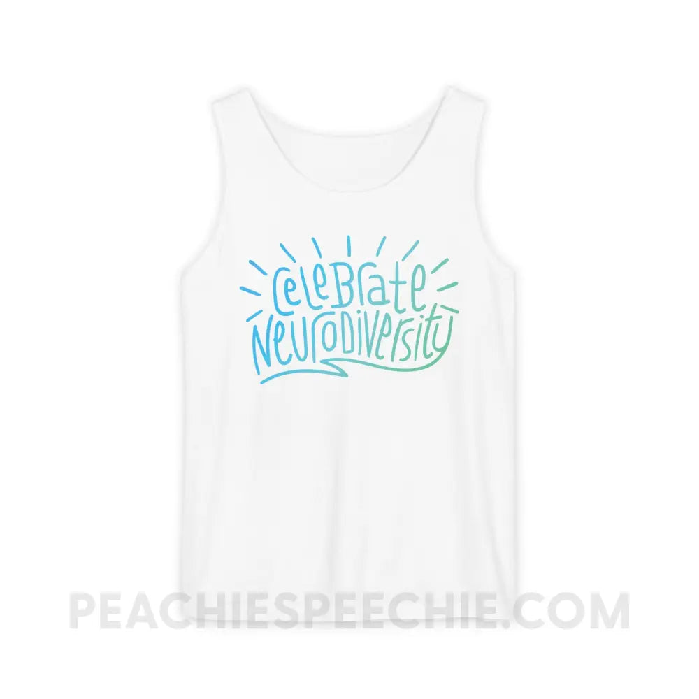 Celebrate Neurodiversity Comfort Colors Tank - White / XS - Top peachiespeechie.com