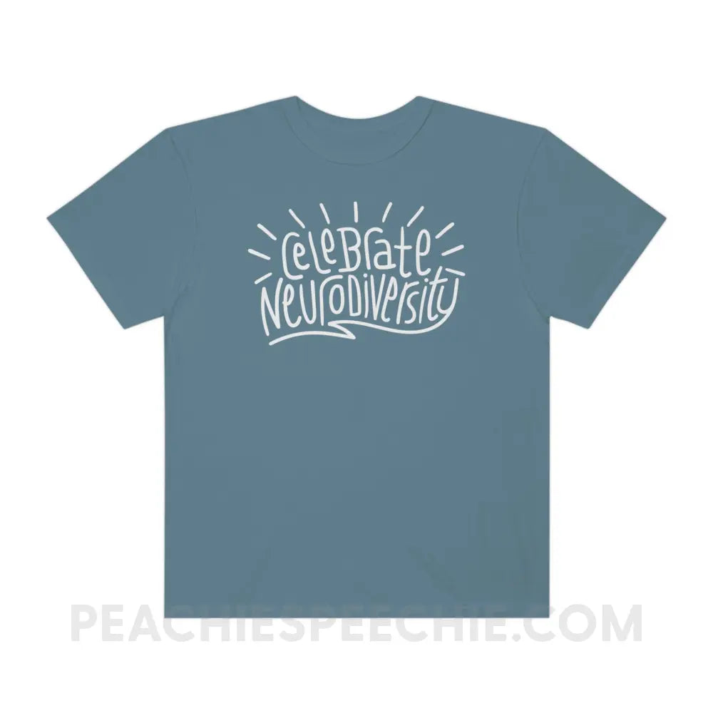 Celebrate Neurodiversity Comfort Colors Tee - Ice Blue / S - T - Shirt peachiespeechie.com