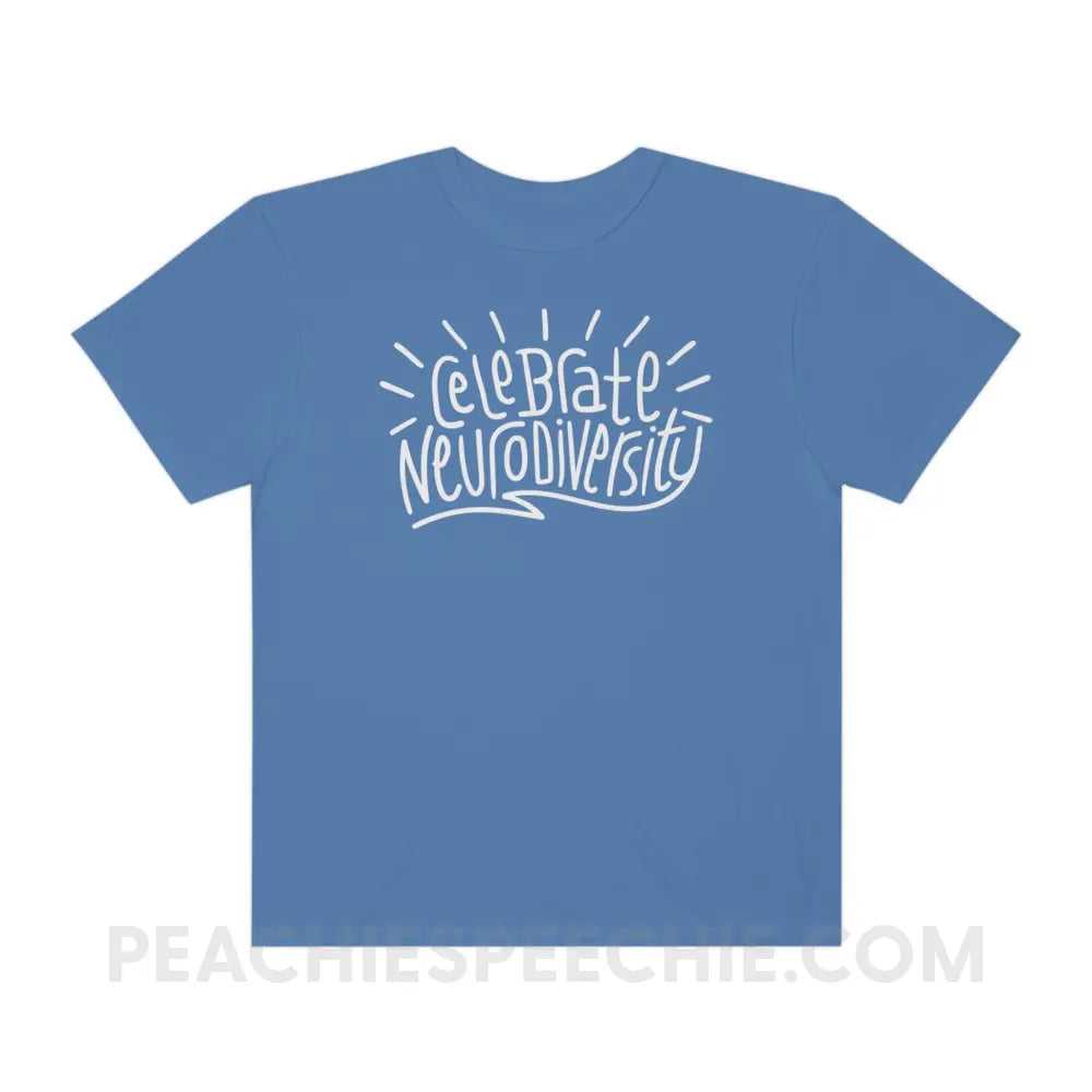 Celebrate Neurodiversity Comfort Colors Tee - Mystic Blue / S - T - Shirt peachiespeechie.com