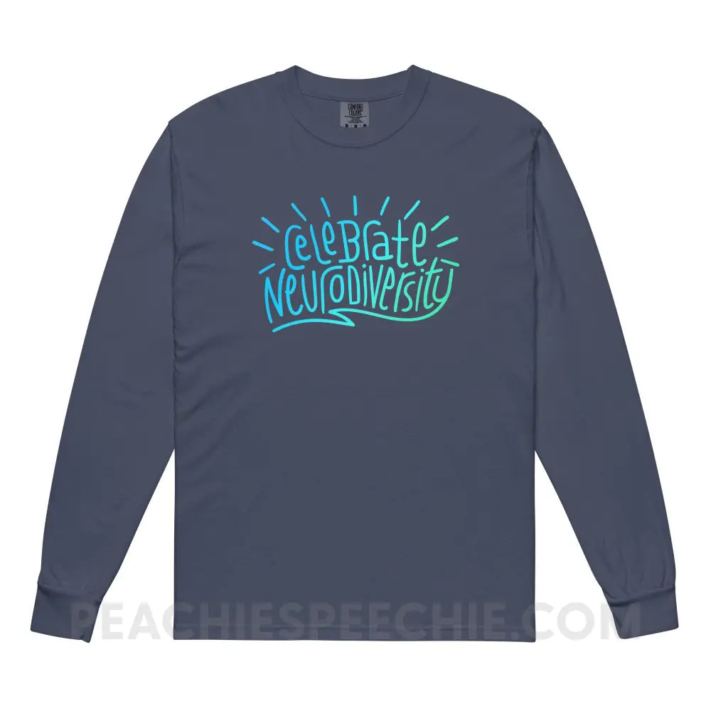 Celebrate Neurodiversity Comfort Colors Long Sleeve - Navy / M - Long-sleeve peachiespeechie.com