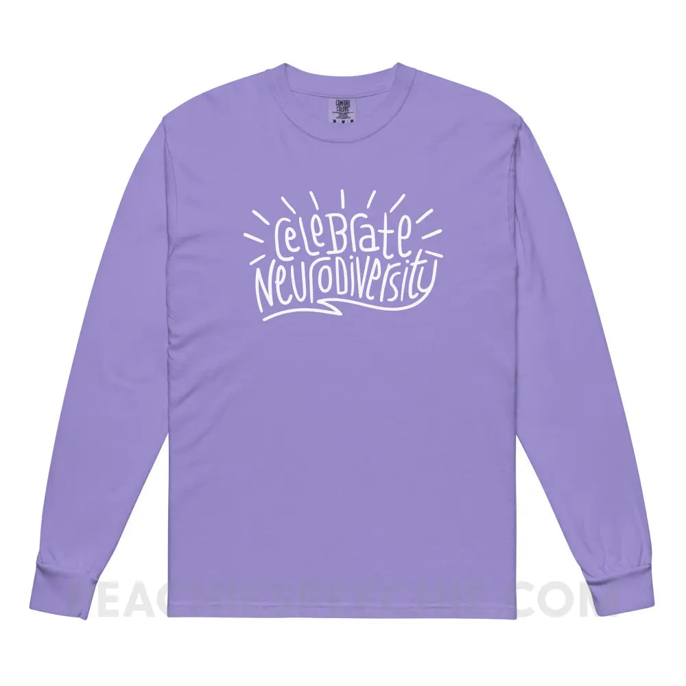 Celebrate Neurodiversity Comfort Colors Long Sleeve - Violet / S - Long-sleeve peachiespeechie.com