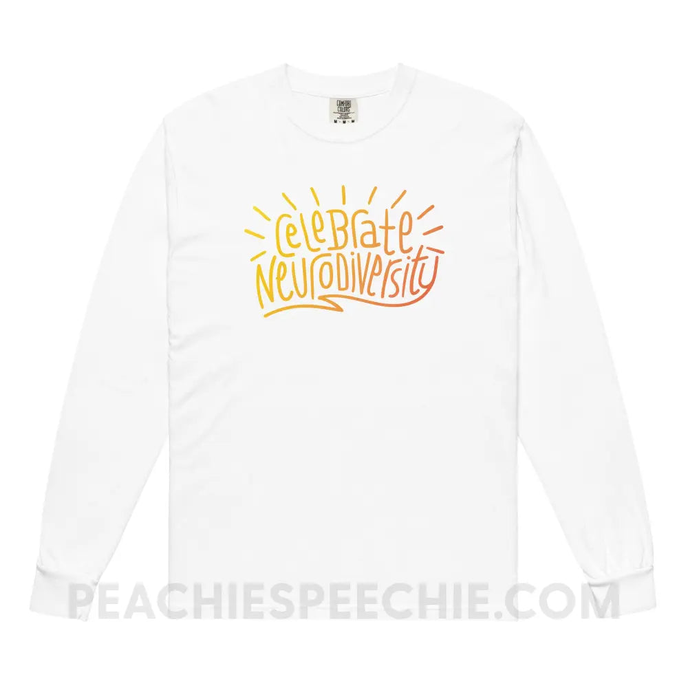 Celebrate Neurodiversity Comfort Colors Long Sleeve - White / S - Long-sleeve peachiespeechie.com