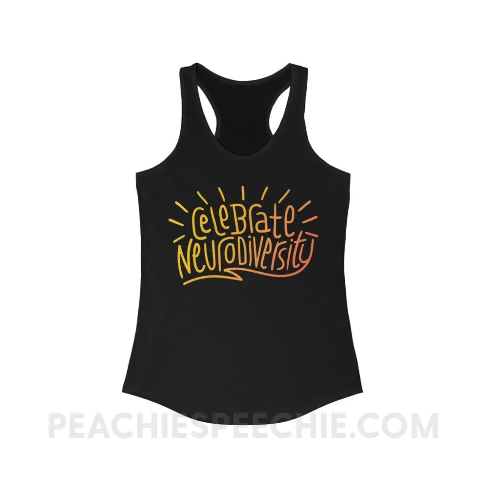 Celebrate Neurodiversity Superfly Racerback - Solid Black / XS - Tank Top peachiespeechie.com