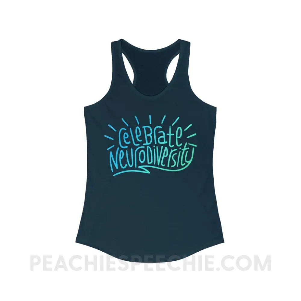 Celebrate Neurodiversity Superfly Racerback - Solid Midnight Navy / XS - Tank Top peachiespeechie.com