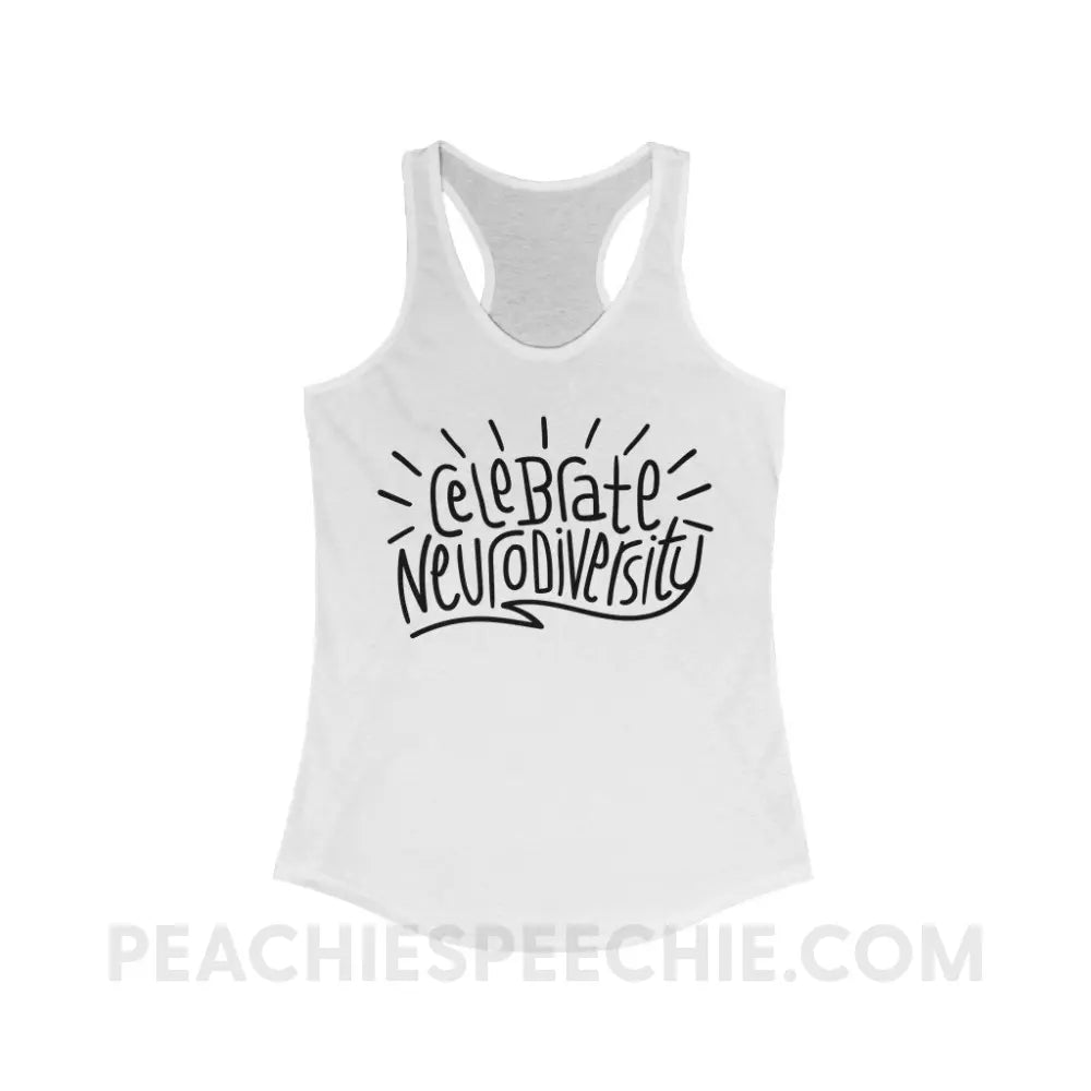 Celebrate Neurodiversity Superfly Racerback - Solid White / XS - Tank Top peachiespeechie.com