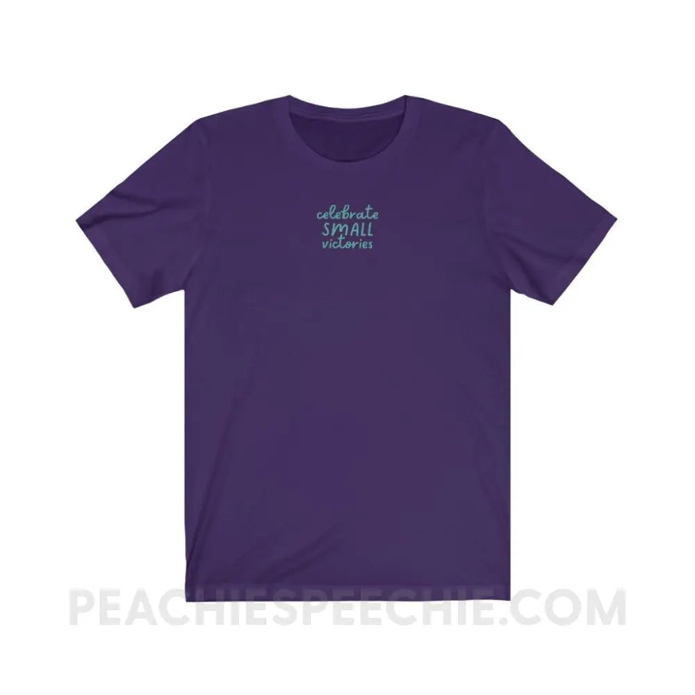 Celebrate Small Victories Premium Soft Tee - Team Purple / S - T-Shirt peachiespeechie.com
