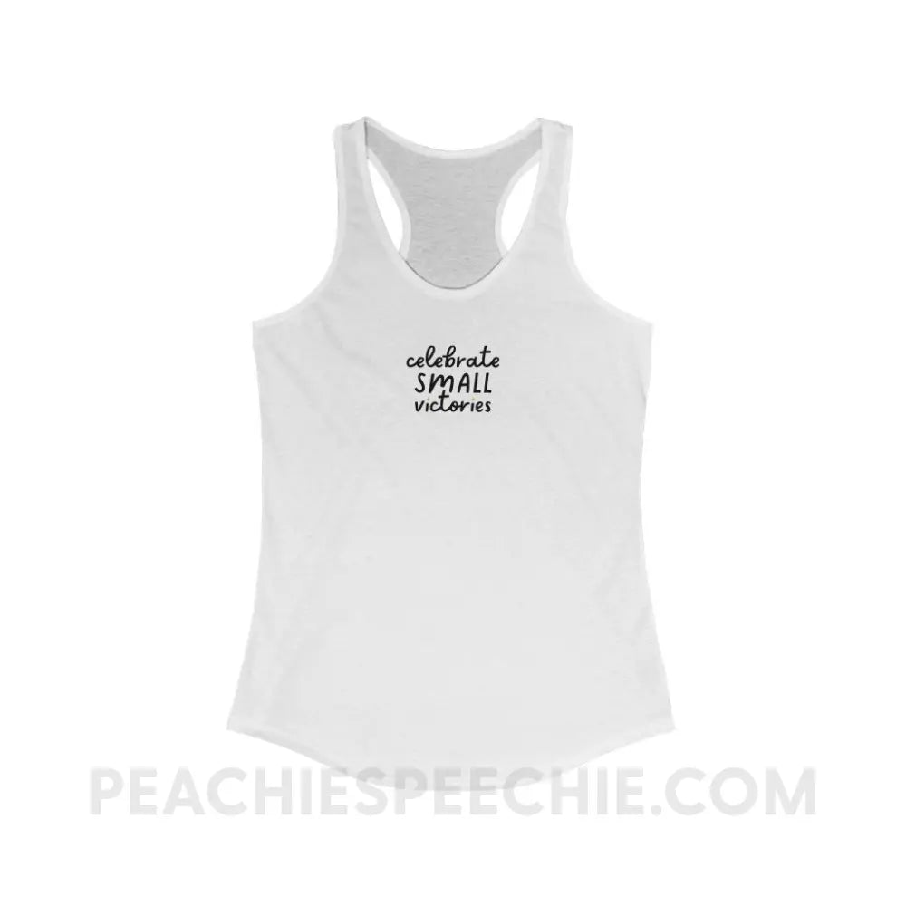 Celebrate Small Victories Superfly Racerback - Solid White / XS - Tank Top peachiespeechie.com