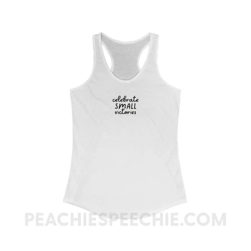 Celebrate Small Victories Superfly Racerback - Solid White / XS - Tank Top peachiespeechie.com