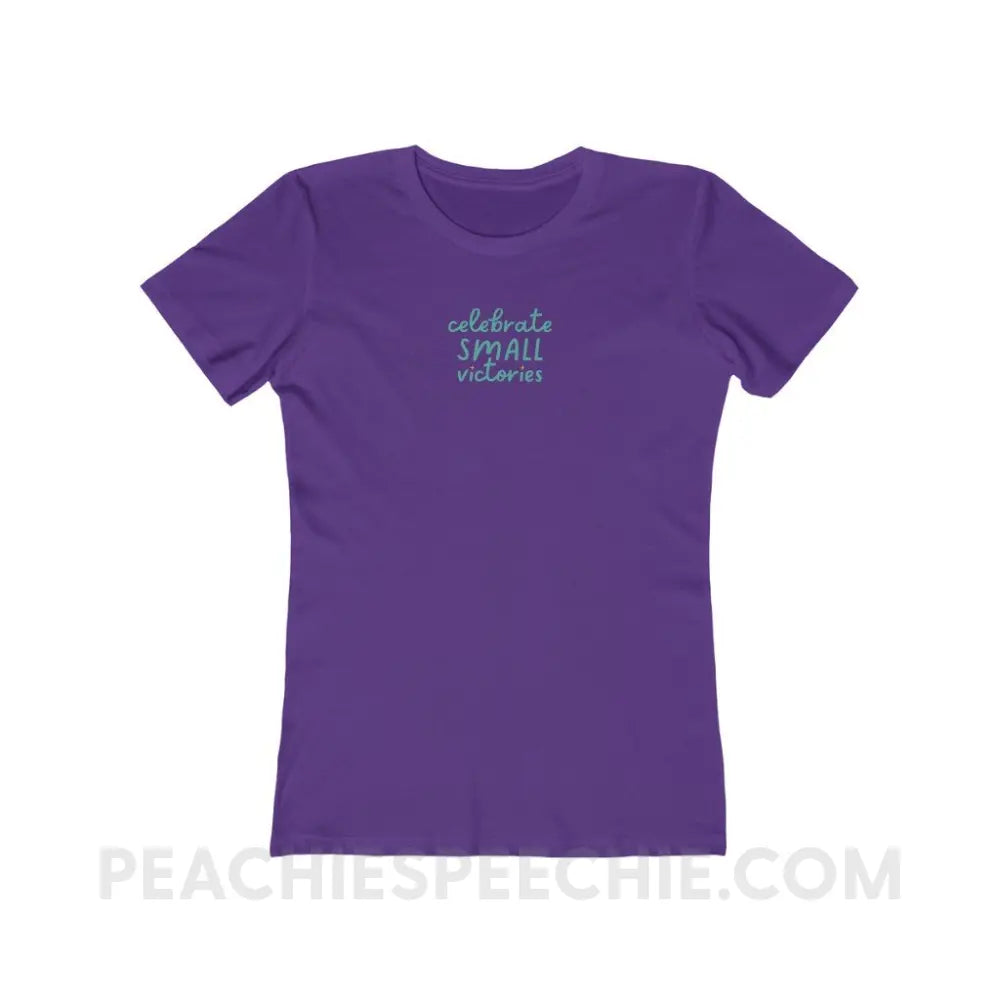 Celebrate Small Victories Women’s Fitted Tee - Solid Purple Rush / S - T-Shirt peachiespeechie.com