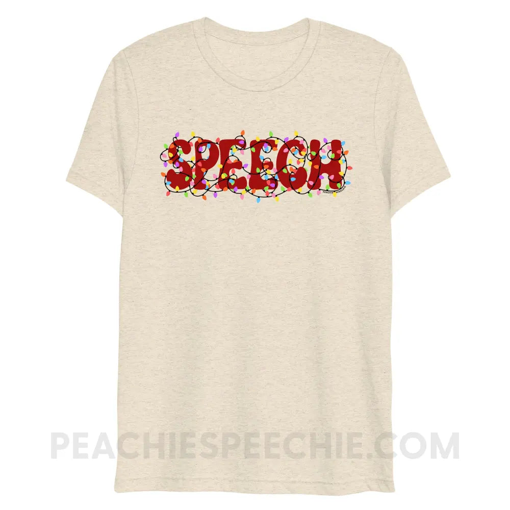 Christmas Lights Speech Tri-Blend Tee - Oatmeal Triblend / XS - peachiespeechie.com