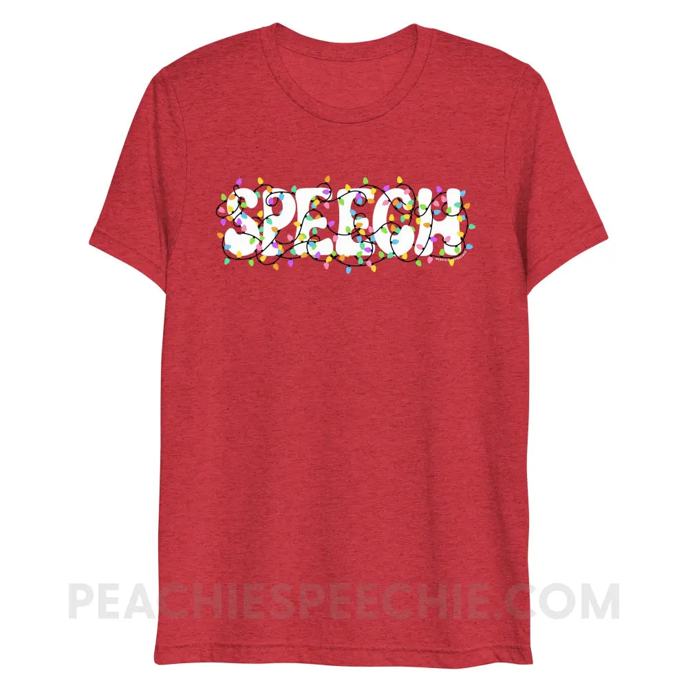 Christmas Lights Speech Tri-Blend Tee - Red Triblend / XS - peachiespeechie.com