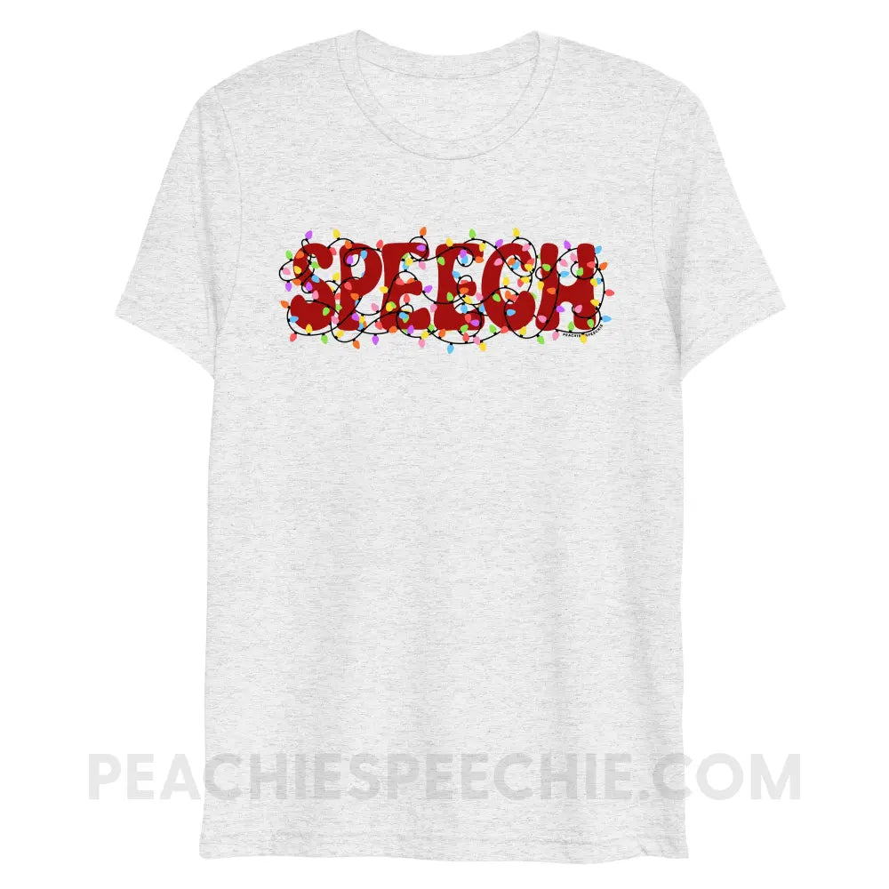 Christmas Lights Speech Tri-Blend Tee - White Fleck Triblend / XS - peachiespeechie.com