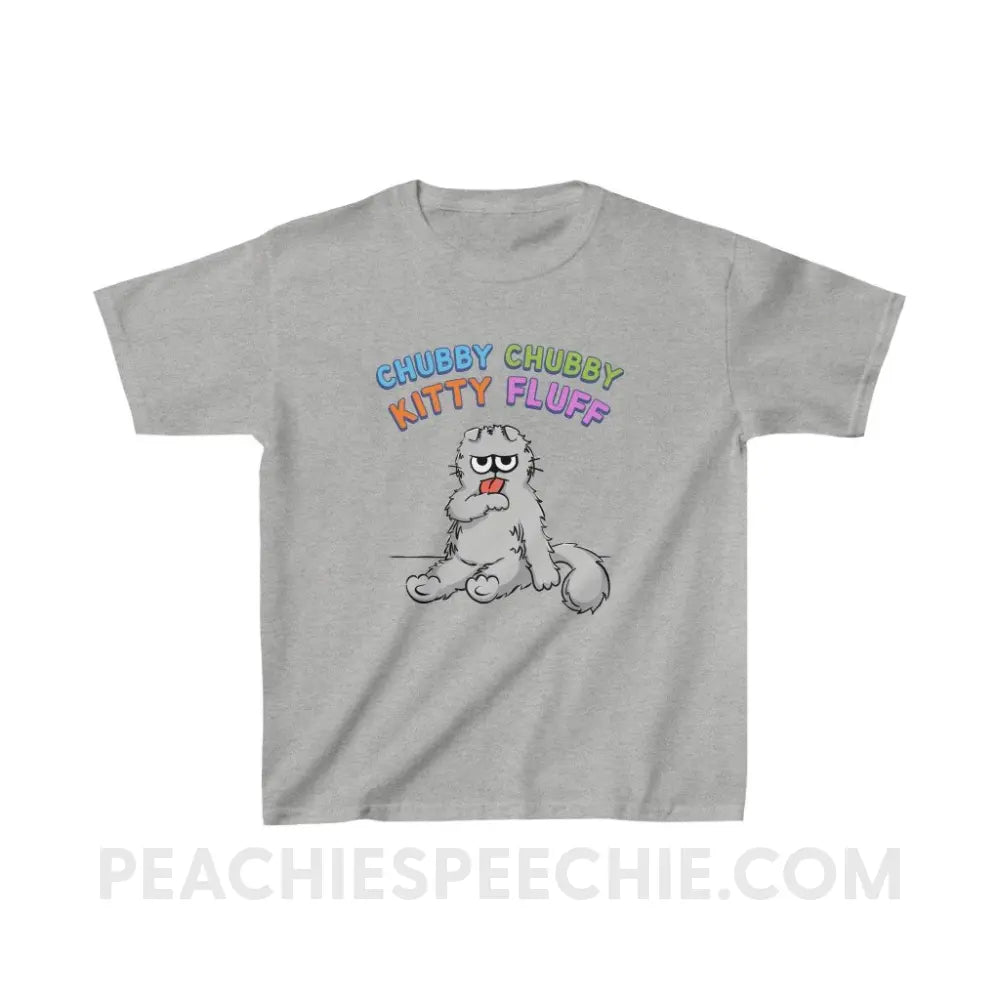 Chubby Kitty Fluff Youth Shirt - Sport Grey / XS - & Baby peachiespeechie.com