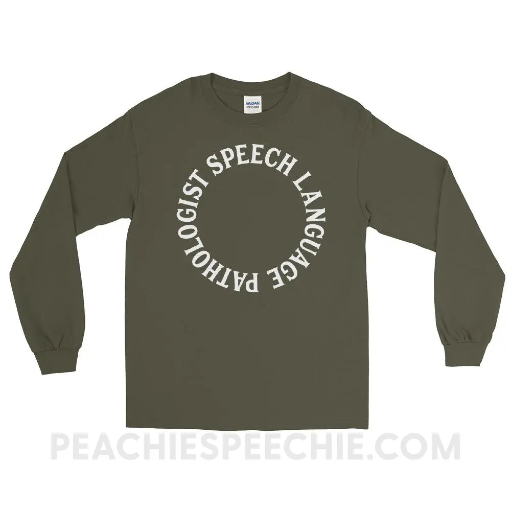 SLP Circle Long Sleeve Tee - Military Green / S - T-Shirts & Tops peachiespeechie.com
